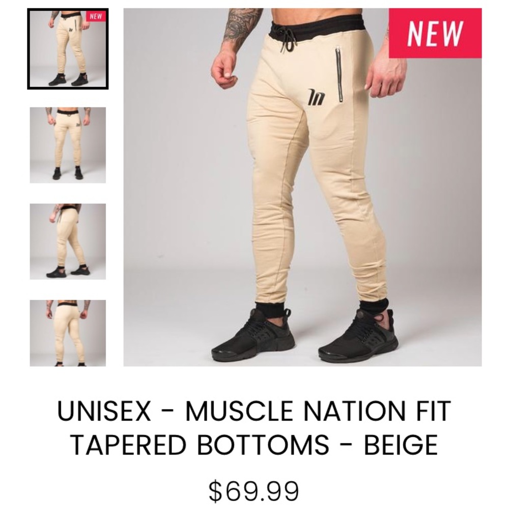 UNISEX -MUSCLE NATION FIT TAPERED BOTTOMS - Beige